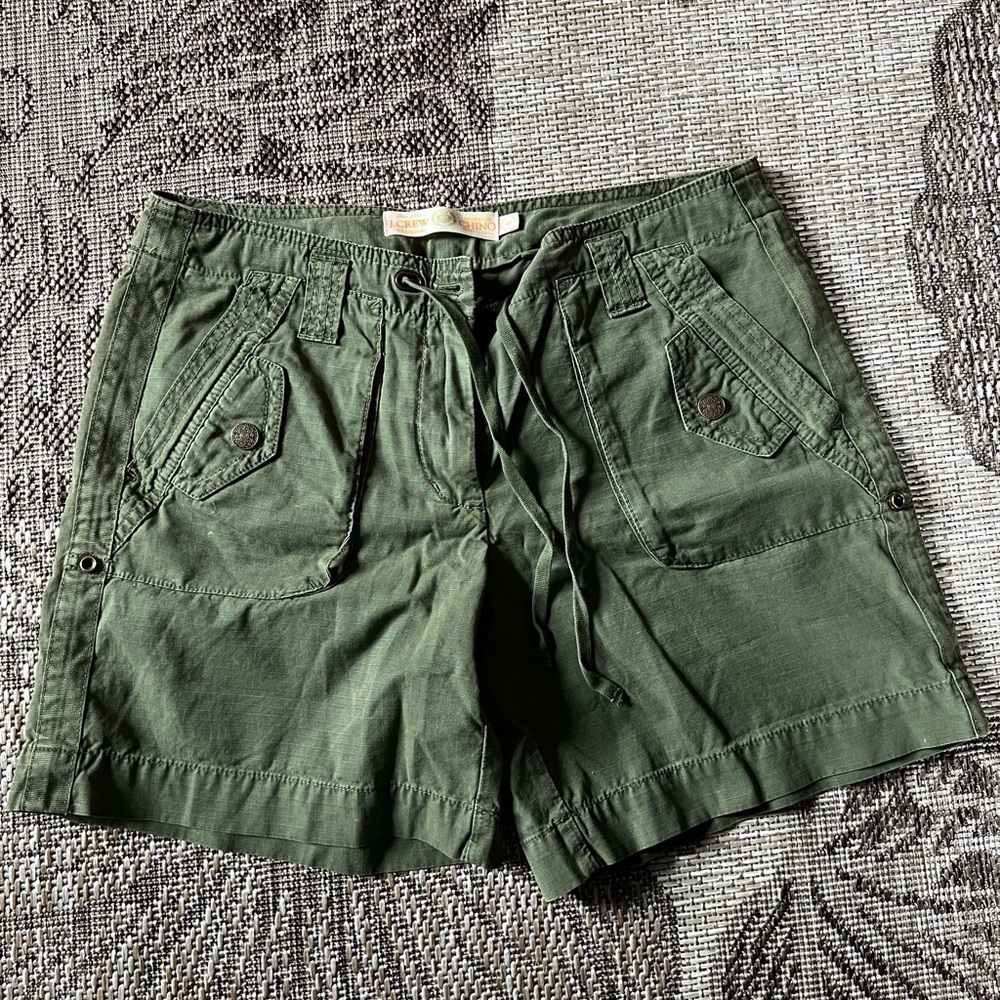 J. Crew Green Cargo Shorts Lightweight Cotton